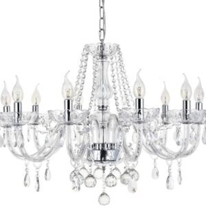 Modern Crystal Chandelier with 10-Lights, Clear Crystal Droplet Glass Ceiling Light Fitting Elegant Pendant Lights Fixture for Home & Office