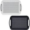 2 x Set of Anti-Slip Rectangular Plastic Dinner/Drinks Serving Trays â€“ Non-Slip Top and Bottom with High Grip Rubber Surface