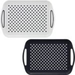 2 x Set of Anti-Slip Rectangular Plastic Dinner/Drinks Serving Trays â€“ Non-Slip Top and Bottom with High Grip Rubber Surface