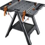 Multi-Use Work Table and Sawhorse with Quick Clamps and Holding Pegs