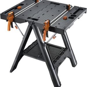 Multi-Use Work Table and Sawhorse with Quick Clamps and Holding Pegs