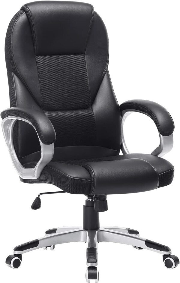 Adjustable Black Ergonomic Executive Office Chair - Durable and Stable Design with Height Adjustment for Enhanced Comfort and Support in the Workplace