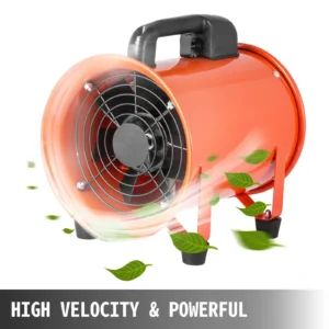 Portable Industrial Extractor Fan, Axial Blower, Porcelain Dust Extractor Fan, Ventilation Workshop, 8 Inch, 230W