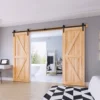 10FT Double Sliding Barn Door Hardware Kit â€“ J-Shape Hanging Roller Track System for Double Doors, Complete Fittings & Accessories