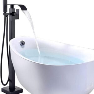 Freestanding Bath Taps Bathroom Mixer Tap Bathtub Tap Handheld Shower Head Floor Mounted Brass Black