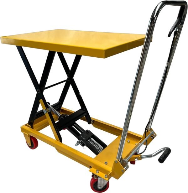 150 kg Load Hydraulic Scissor Lift Table Mobile Lift Trolley Platform Trolley Lifting Platform Trolley with 4 Polyamide Wheels