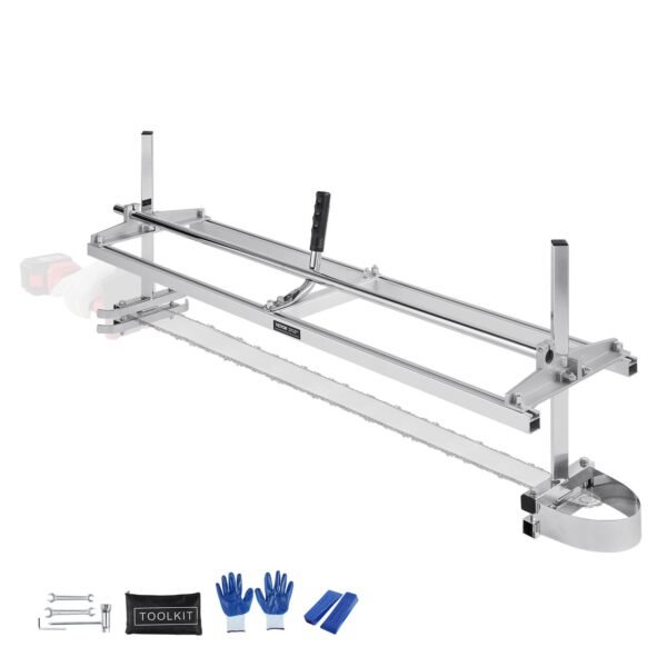 Portable Sawmill 14"-48" Guide Bar, Galvanized Steel Chainsaw Planking Mill, 0.2"-11.81" Cutting Thickness, Wood Lumber Cross Cutting Saw Mill for Builders and Woodworkers