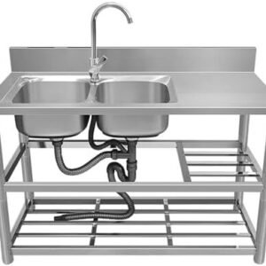 Double Bowl Kitchen Sink with 360Â° Rotating Faucet â€“ Stainless Steel Sink for Modern Kitchens