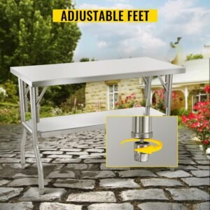 48 x 24-Inch Commercial Folding Worktable - Versatile Workstation Prep Table for Catering, Food Service, and Home Use - Sturdy and Easy to Store