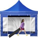 Outdoor Gazebo Tent Pop-Up Canopy Tent 10 x 10 FT with Sidewalls Blue