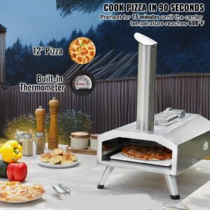 12" Outdoor Pizza Oven Portable Pellet/Gas Pizza Oven Foldable for Camping