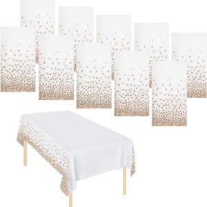 10 Pack Tablecloths Disposable Table Covers Parties Table Clothes Skirt Wipeable Plastic Tablecloth Waterproof Party Tablecloths for Indoor or Outdoor Birthdays Weddings Christmas