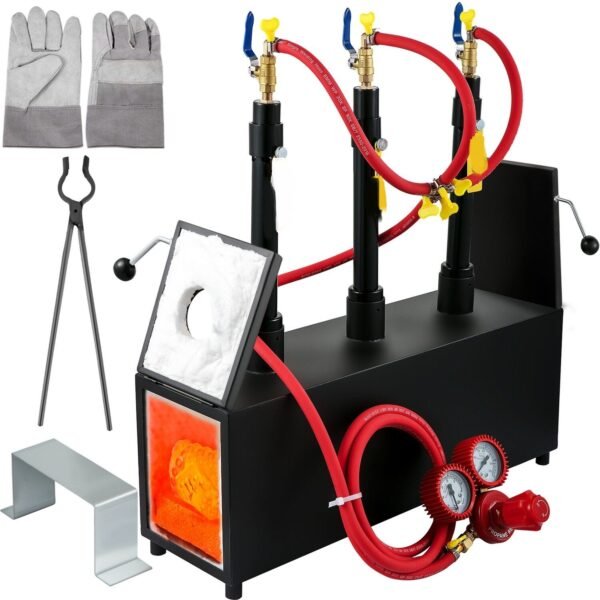 Portable Gas Propane Forge Furnace Burner Three Burners Making Metal Tools