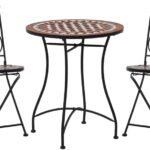 Mosaic Bistro Set 3-Piece Balcony Furniture Garden Furniture Mosaic Table 2 Mosaic Chairs Ceramic Terracotta
