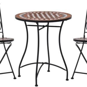 Mosaic Bistro Set 3-Piece Balcony Furniture Garden Furniture Mosaic Table 2 Mosaic Chairs Ceramic Terracotta