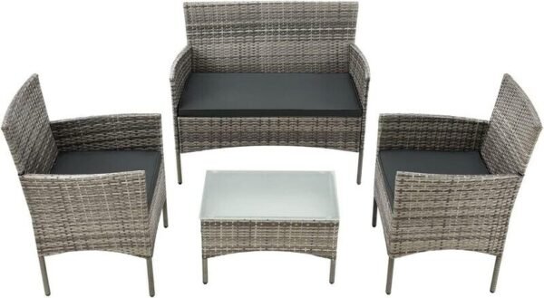 4 Piece Rattan Garden Furniture Set with Cushions Weather Resistant Wicker Chairs and Table Stylish Outdoor Patio Set for Garden Balcony Terrace Porch Backyard Lounge Relaxing Seating Set - Image 8