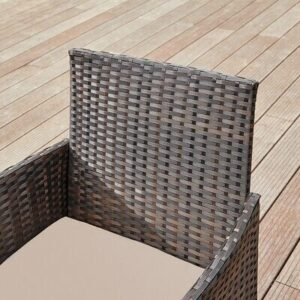 4 Piece Rattan Garden Furniture Set with Cushions Weather Resistant Wicker Chairs and Table Stylish Outdoor Patio Set for Garden Balcony Terrace Porch Backyard Lounge Relaxing Seating Set