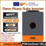 8kw-12KW Hybrid Solar Inverter 48V 220V 415V Three Phase On Off Grid System Dual MPPT 180A 260A Solar Charger Pure Sine Wave Output for Home Commercial Industrial Use