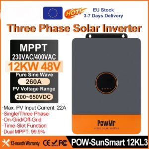 8kw-12KW Hybrid Solar Inverter 48V 220V 415V Three Phase On Off Grid System Dual MPPT 180A 260A Solar Charger Pure Sine Wave Output for Home Commercial Industrial Use