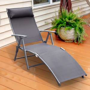 Sun Lounger Recliner, Textilene-Grey