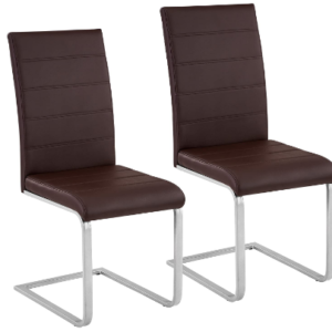 Set of 2 Faux Leather Dining Chairs with Ergonomic Backrest
