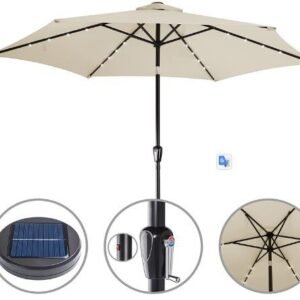 LED Solar Powered Parasol Umbrella with Tilt Function