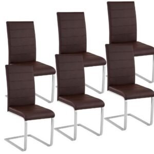 Set of 6 Faux Leather Dining Chairs with Ergonomic Backrest