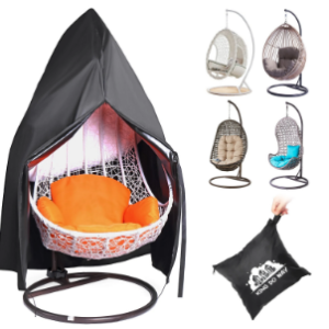 Windproof Anti-UV Garden Hanging Chair Cover Patio Hanging Egg Chair Covers Waterproof Heavy Duty 600D Oxford Fabric Outdoor Cocoon Swing Egg Chair Cover with Zipper, (190x115cm)