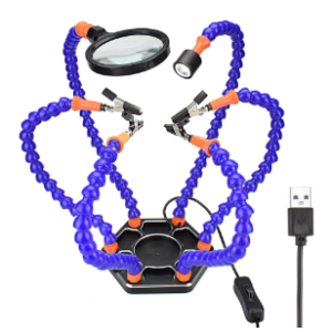 Six Arms Soldering Iron Stand Holder with  Helping Hands Magnifier