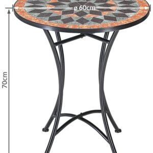 Table Terracotta Mosaic Table Diameter 60 cm Height 70 cm Powder-Coated