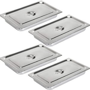 Stainless steel 4 Pack Steam Table Pans 20.9 x 12.8 x 3.9 Inch Deep Steam Table Pan Full Size 13L Deep Food Container