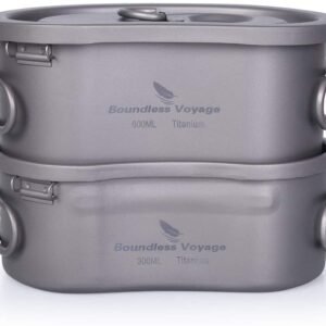 Titanium Cooking Pot Portable Camping Pots and Pans Set Canteen Mess Kit Bushcraft Equipment for Outdoor Hiking Backpacking