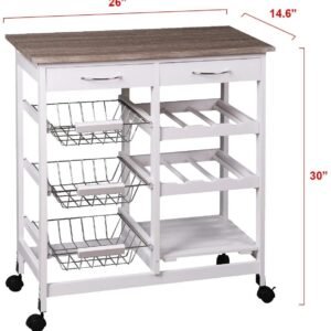 Lockable Wheels, Worktop Kitchen Trolley