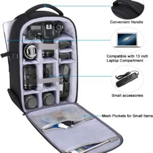 Waterproof Hardshell Camera Bag with Full-Open Access, Tripod Holder, and Laptop Compartment