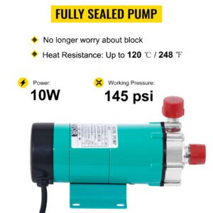 High Temp Magnetic Stainless Steel Brewing Pump for Beer Making and Homebrew Systems