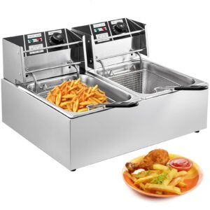 Dual Basket 5000W 12L Commercial Electric Deep Fryer â€“ Stainless Steel Dual Fryer for High-Capacity Cooking and Frying
