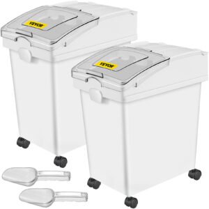 Flour Bins on Wheels, 5.5 Gallon Capacity, Set of 3, Heavy-Duty Ingredient Storage Bins with Airtight Lids for Kitchen Use
