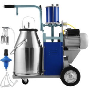Electric Milking Machine for Cows and Goats â€“ 12-Cow Per Hour Vacuum Pump Milker for Farm Use