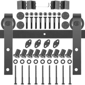Sliding Barn Door Hardware Kit, 12FT Barn Door Kit, 330LBS Load-bearing Double Barn Door Hardware Kit