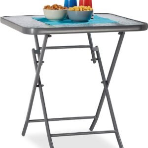 Table for Folding Balcony with Decorative Glass Top