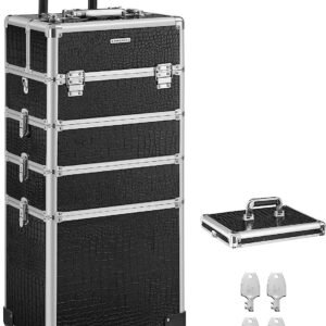 Aluminium Makeup Trolley Cosmetic Case with Detachable Mini-Cases â€“ Portable Storage for Beauty Tools and Supplies