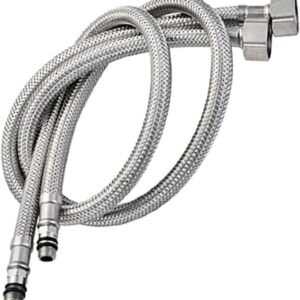 Two (2) Pack of Kitchen/Basin Monobloc Mixer Tap Connectors Flexi Pipes Tails (Silver Pipes)
