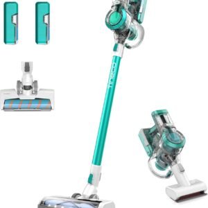 Ultra Powerful Suction, Stick Vacuum Cleaner with 2 LED Professional Brushes for Pet Hair Carpet Deep Clean-Twin Battery