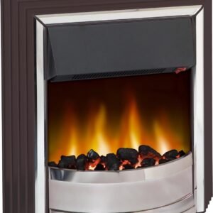 Thermostat and Adjustable 2kW Heater and Contemporary LED Flame Effect with a Choice of Coal or White Pebble