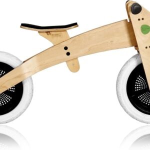 Classic Balance Bike Varnished Wooden Balance Bike with Unpunctureable Tyres