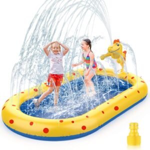 Water Toys Paddling Pool Sprinkler Wading Pool, Splash Pad Sprinkler Infant Swimming Pool for Garden Backyard Fountain Play Water Mat for 3 4 5 6 7+ Kids Boys Girls